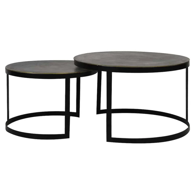 Couchtisch 2er-Set 'TRELO' antik bronze-schwarz
