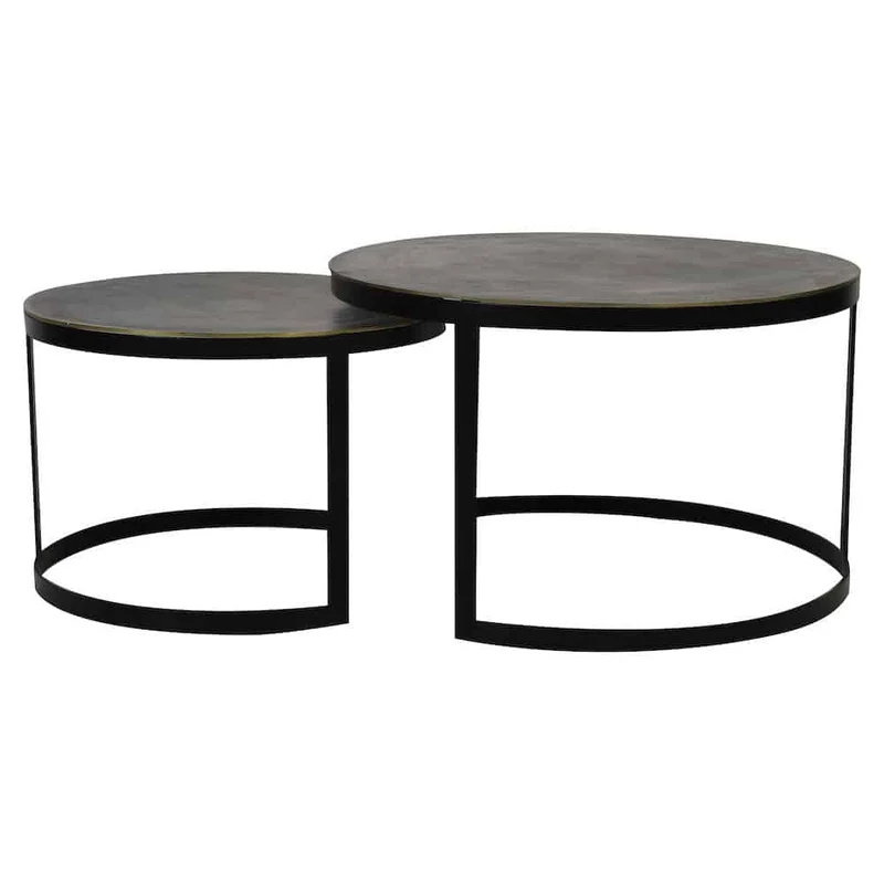 Couchtisch 2er-Set 'TRELO' antik bronze-schwarz