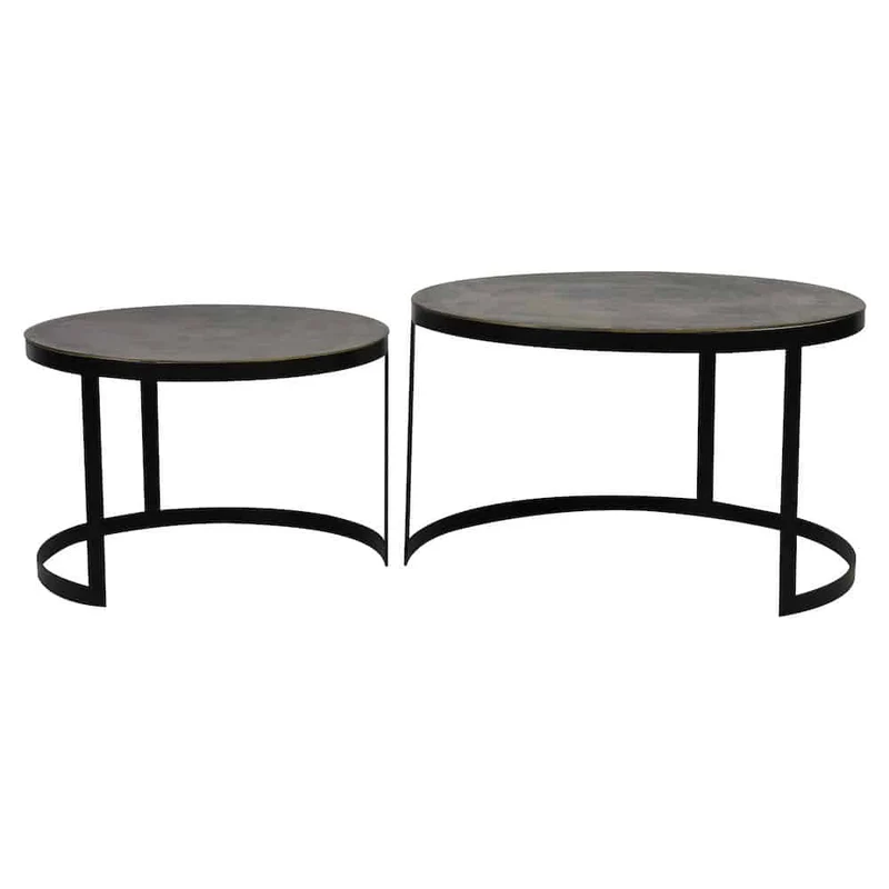 Couchtisch 2er-Set 'TRELO' antik bronze-schwarz