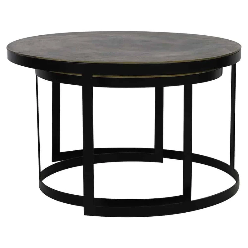 Couchtisch 2er-Set 'TRELO' antik bronze-schwarz
