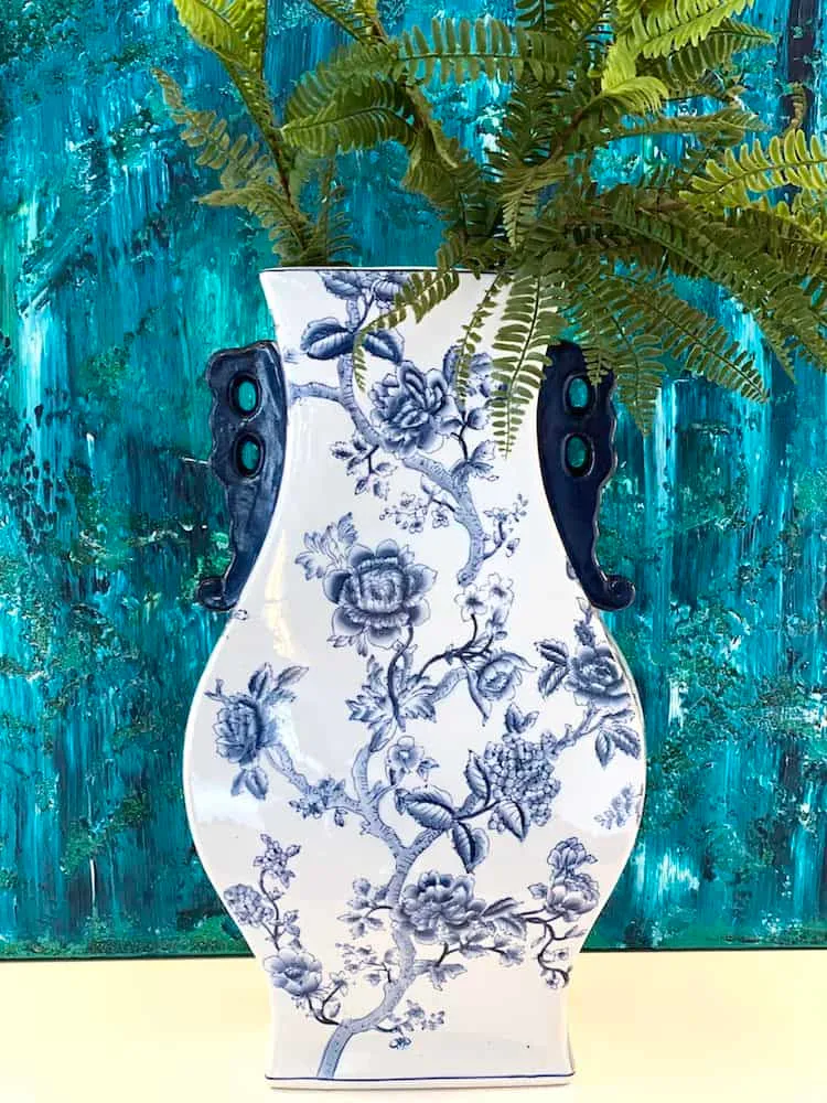 Vase JASMIN blau-weiss 59cm