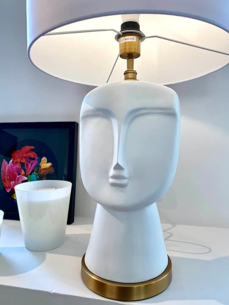 Tischlampe ODETTE Gesicht weiß Ø35x75cm