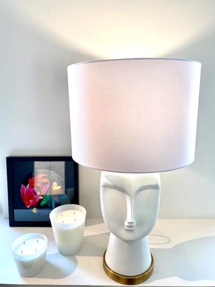 Tischlampe ODETTE Gesicht weiß Ø35x75cm