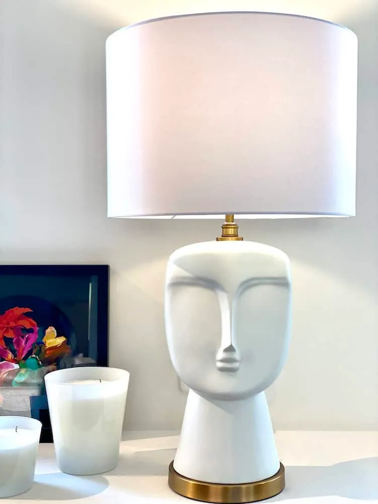 Tischlampe ODETTE Gesicht weiß Ø35x75cm