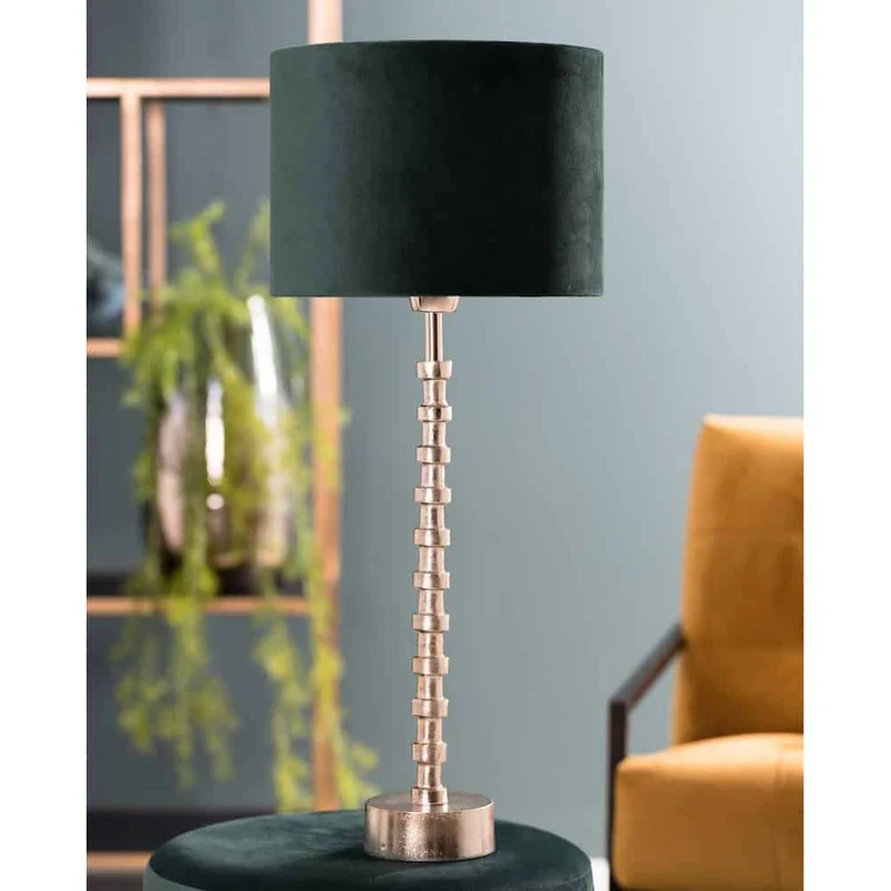 Tischlampe MALINDA gold-schwarz Velours 80 cm