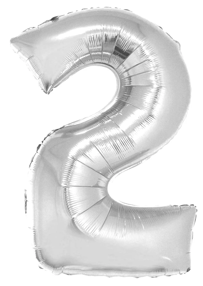 XXL Zahlen Folienballon 100 cm - Silber Zahl 2
