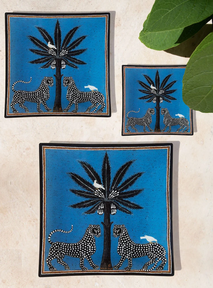 Glasteller MOSAICO blau - quadratisch S-M-L