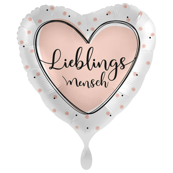 18"/Ø43cm Herz Folienballon "Lieblingsmensch" Rosa