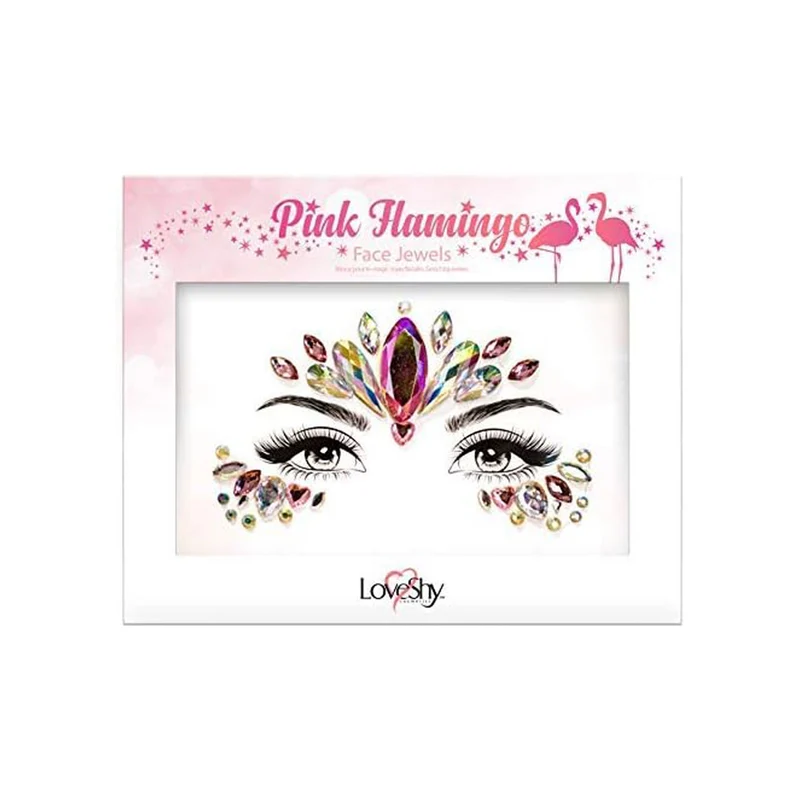Face Jewels "Pink Flamingo" - Selbstklebende Glitzersteine
