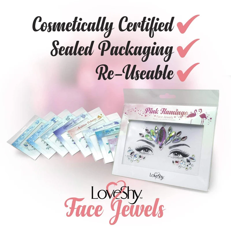 Face Jewels "Pink Flamingo" - Selbstklebende Glitzersteine