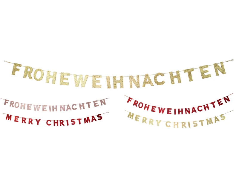 Glitzer Holz Girlande "FROHE WEIHNACHTEN" 190x10 cm | Adventsdekoration