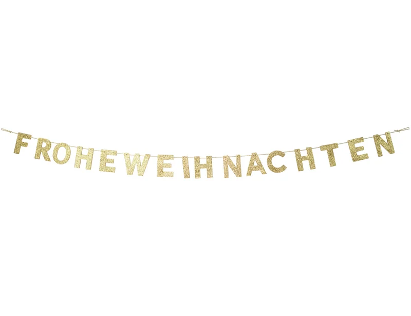 Glitzer Holz Girlande "FROHE WEIHNACHTEN" 190x10 cm | Adventsdekoration
