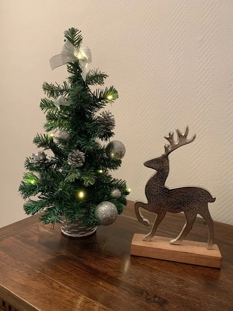 Geschmückter Weihnachtsbaum mit 20er LED Lichterkette - 50cm | 20258 - Silber