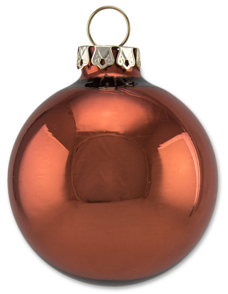 Thüringer Glasdesign Weihnachtskugel-Set 6cm 12-tlg. - Kupfer mit Glitzer Dekor Romantikbordüre - A0