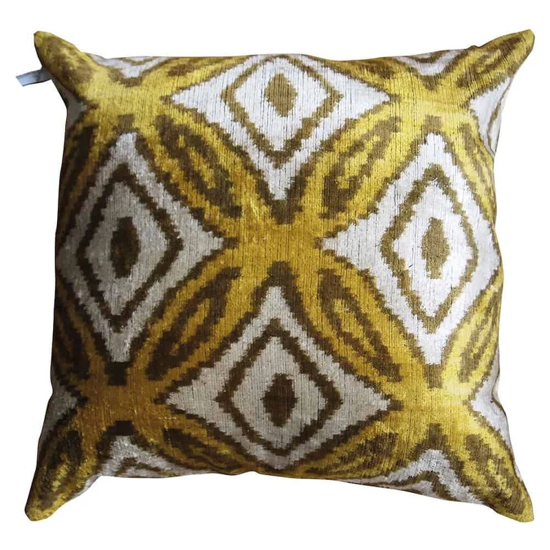 Samtkissen 'IKAT' - gelb 50x50 cm