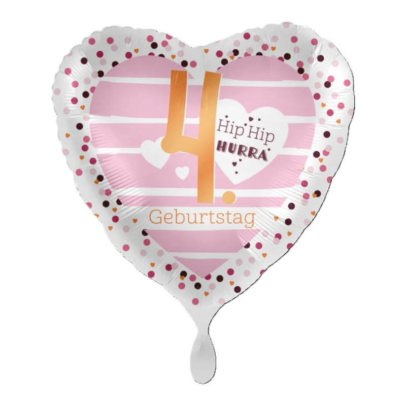 18"/Ø43cm Herz Folienballon "Hip Hip Hurra" #4