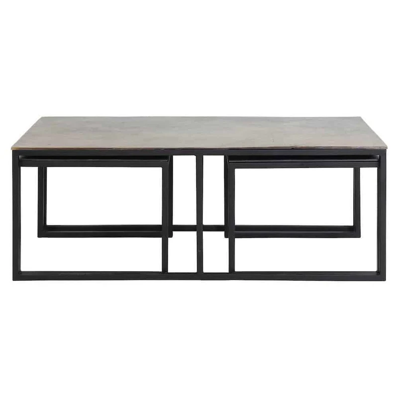 Couchtisch KUMALU bronze antik 3er-Set 120x60x45 cm