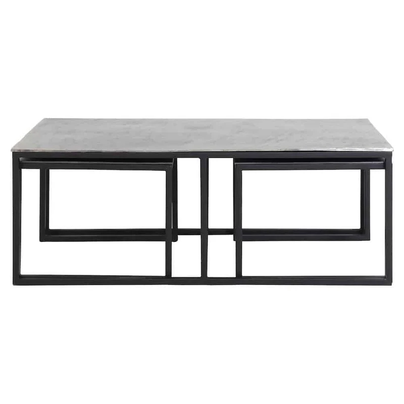 Couchtisch KUMALU antik Zinn-antik lot 3er-Set 120x60x45 cm
