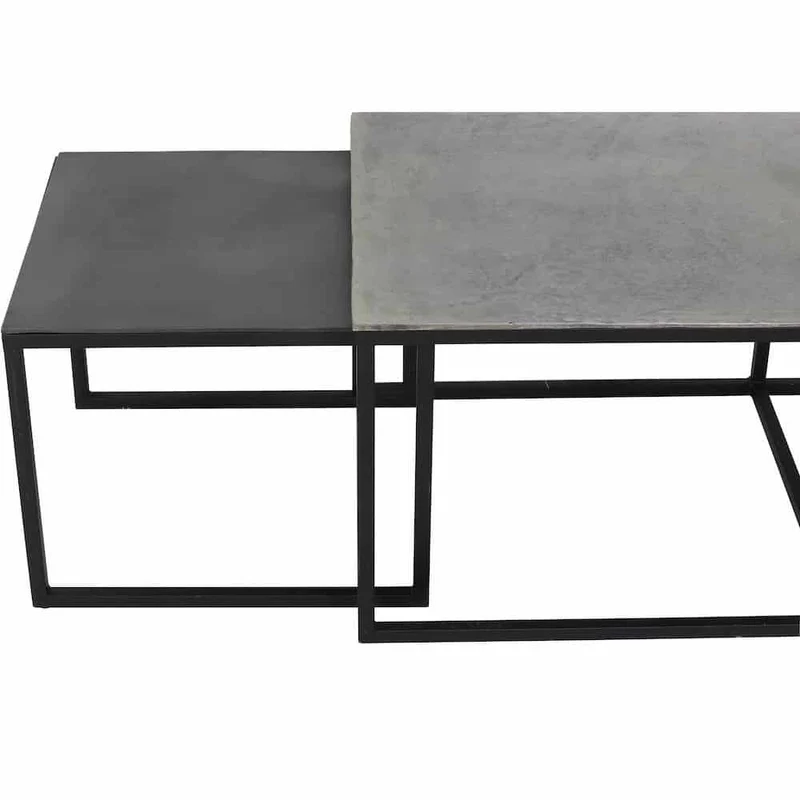Couchtisch KUMALU antik Zinn-antik lot 3er-Set 120x60x45 cm