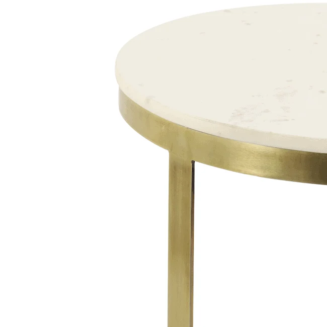 Beistelltisch 2er-Set PERLATO Marmor weiß-antik Bronze
