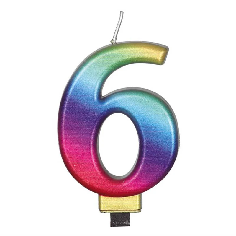 Zahlenkerze 6 Regenbogen