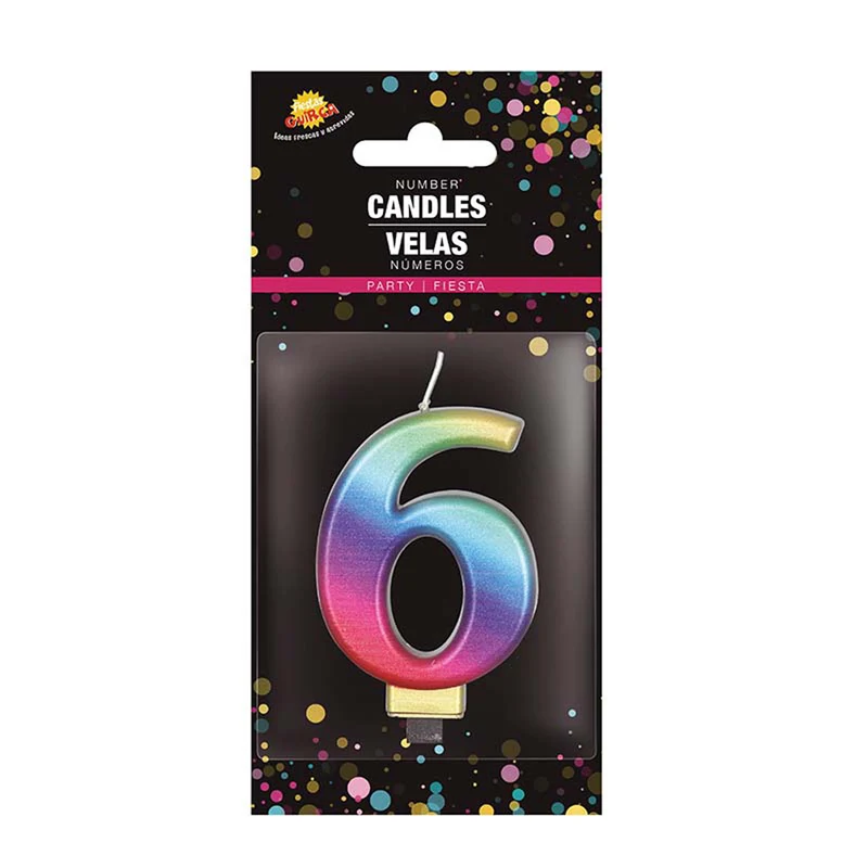 Zahlenkerze 6 Regenbogen