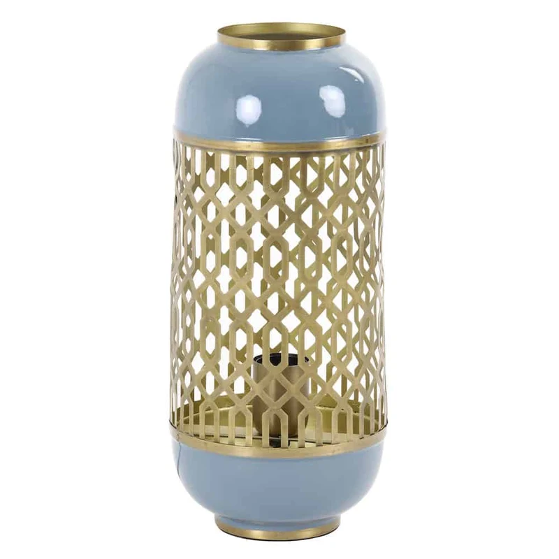 Tischlampe ROHAT blau, goldenes Muster- Ø17x37cm