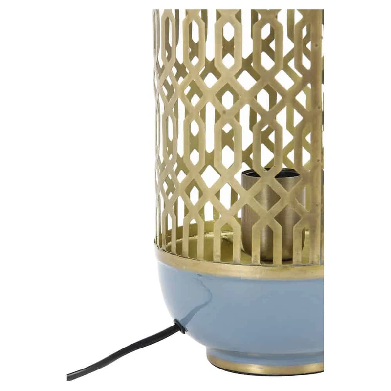 Tischlampe ROHAT blau, goldenes Muster- Ø17x37cm