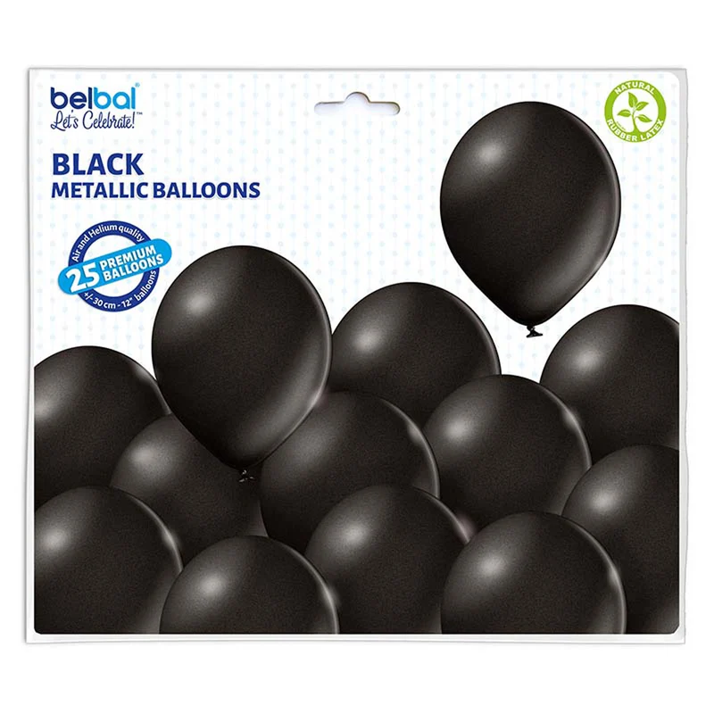 25 Stk. Luftballon Uni Metallic Ø 30cm | Schwarz#090