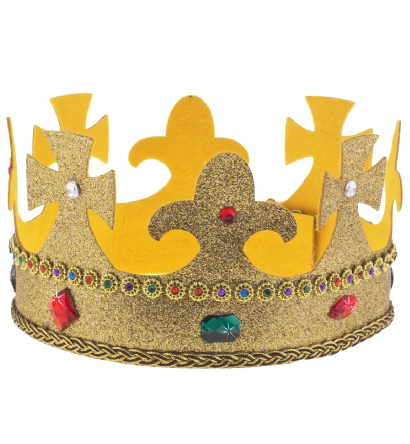 Goldene Glitzer Krone mit Edelsteinen | Königskrone