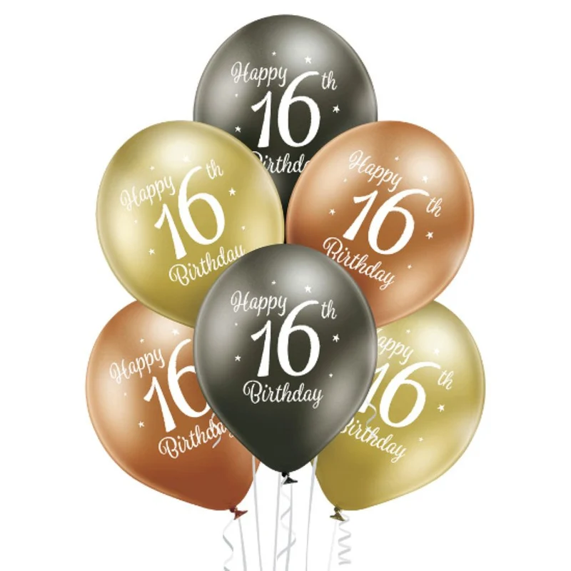 Luftballon Ø30cm Happy 16th Birthday | 6 Stk.