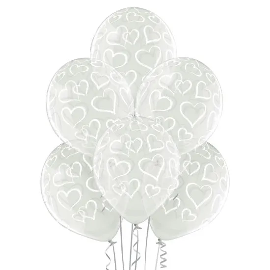 Luftballon Ø30cm "Herzen" | 6 Stk. - Clear