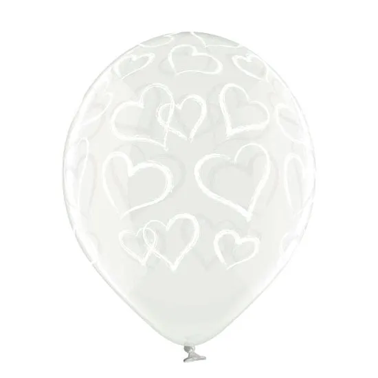 Luftballon Ø30cm "Herzen" | 6 Stk. - Clear