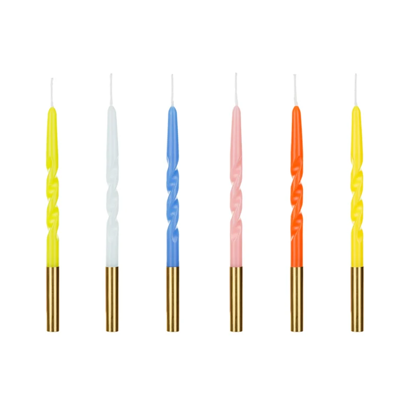 Gedrehte Geburtstagskerzen 14 cm | 6 Stk. Bunt