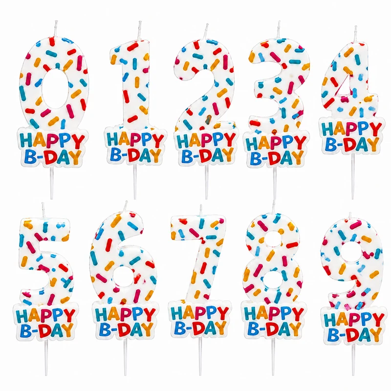Zahlenkerze Geburtstag "Cozy Sprinkles" 7 cm | Bunt