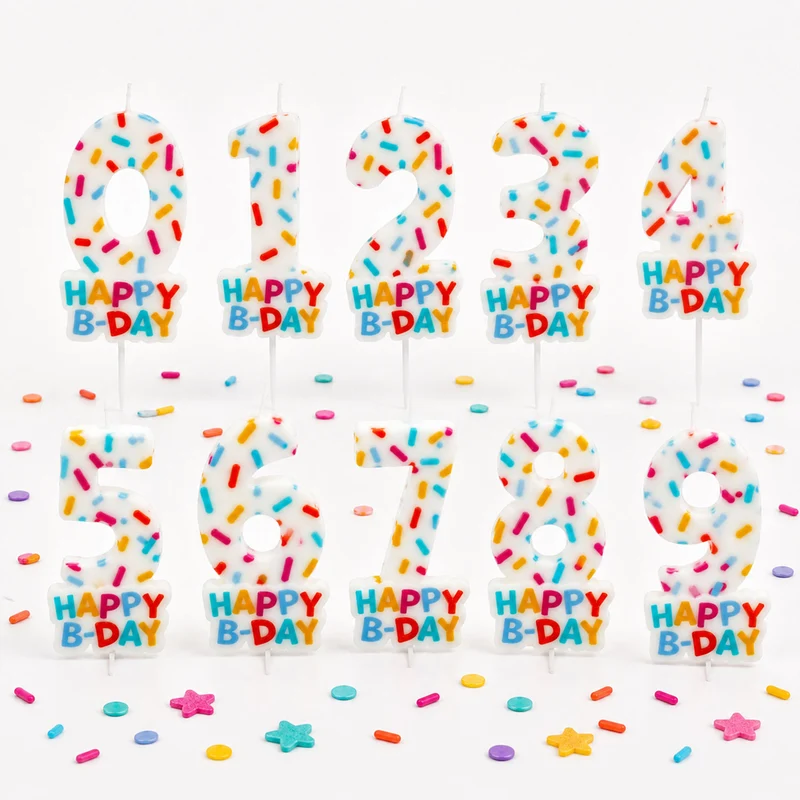 Zahlenkerze Geburtstag "Cozy Sprinkles" 7 cm | Bunt