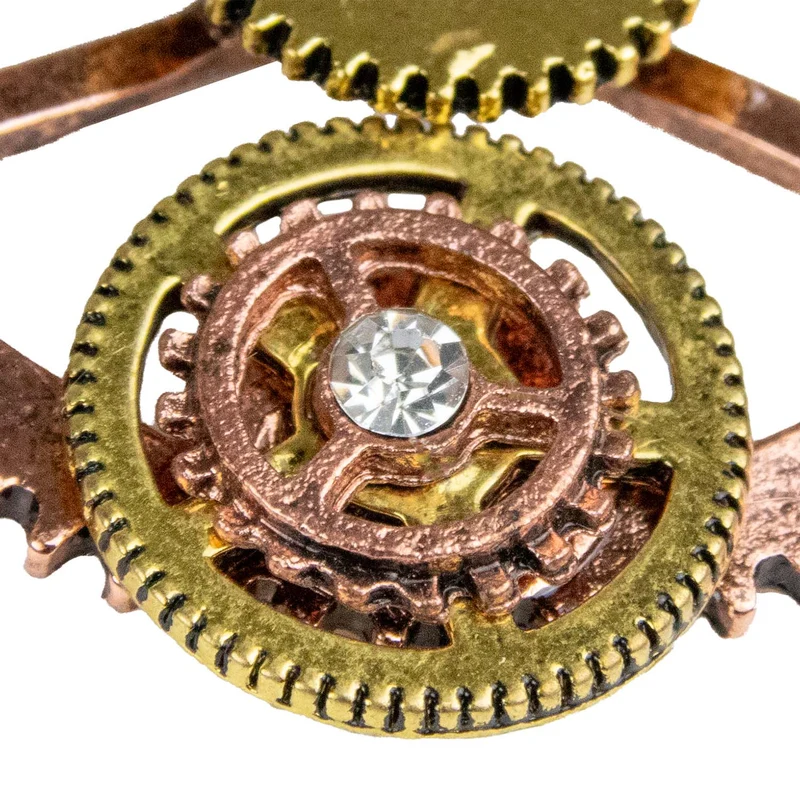 Steampunk Halskette mit Zahnräder Medaillon - 414013 | Bronze