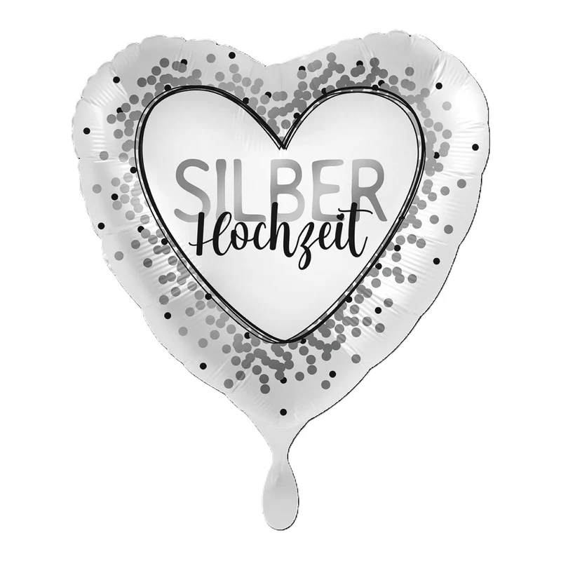 18"/Ø43cm Herz Folienballon "Silberhochzeit"