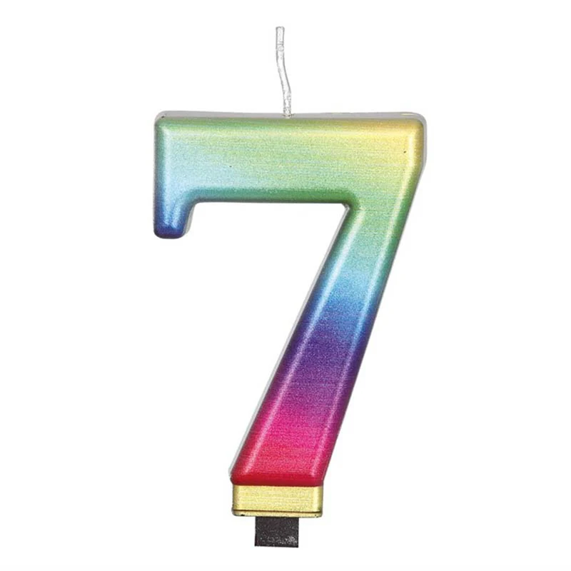 Zahlenkerze 7 Regenbogen