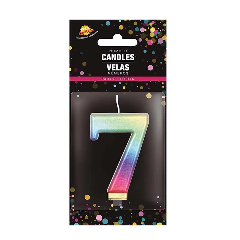 Zahlenkerze 7 Regenbogen