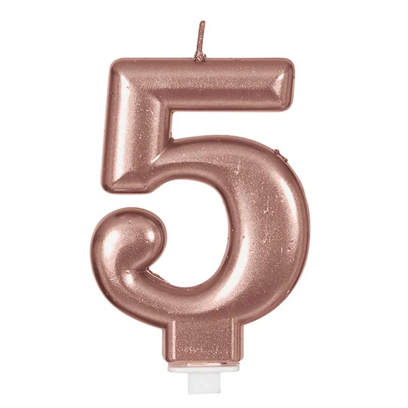 Zahlenkerze 5 Rosegold