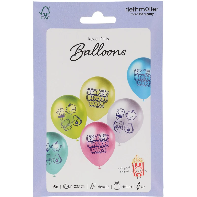 Latexballon Kawaii Party 33 cm | 6 Stück