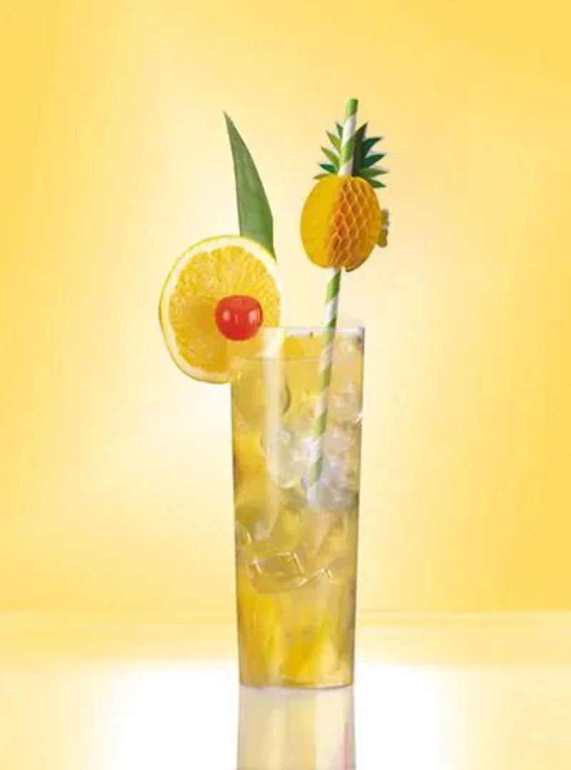Papierstrohhalme "Pineapple" | 50 Trinkhalme Ø 6 mm x 20 cm