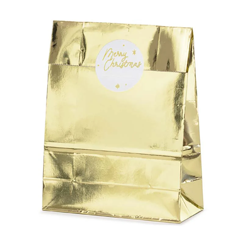 Tüte Geschenk Merry Christmas Sticker Gold 3Stk.