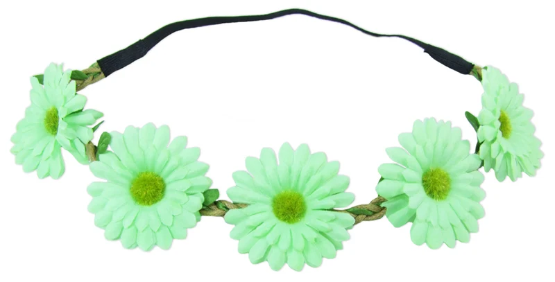 Blumen Haarband mit Margeriten - Hellgrün
