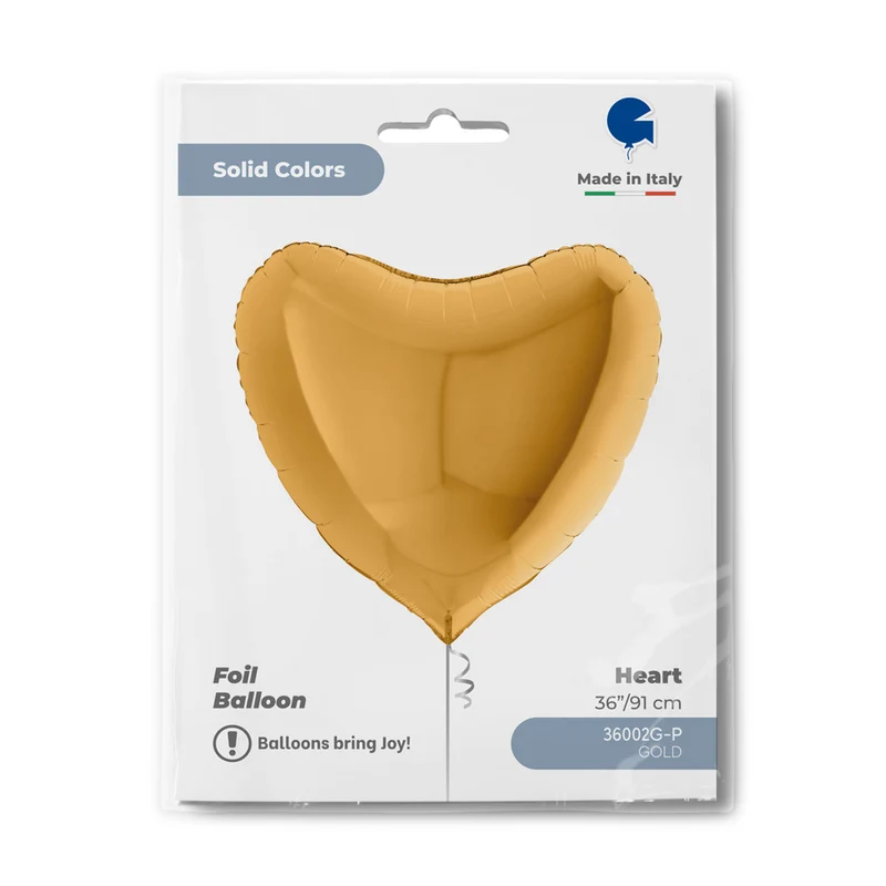 36"/Ø91cm Folienballon Uni Herz | Gold