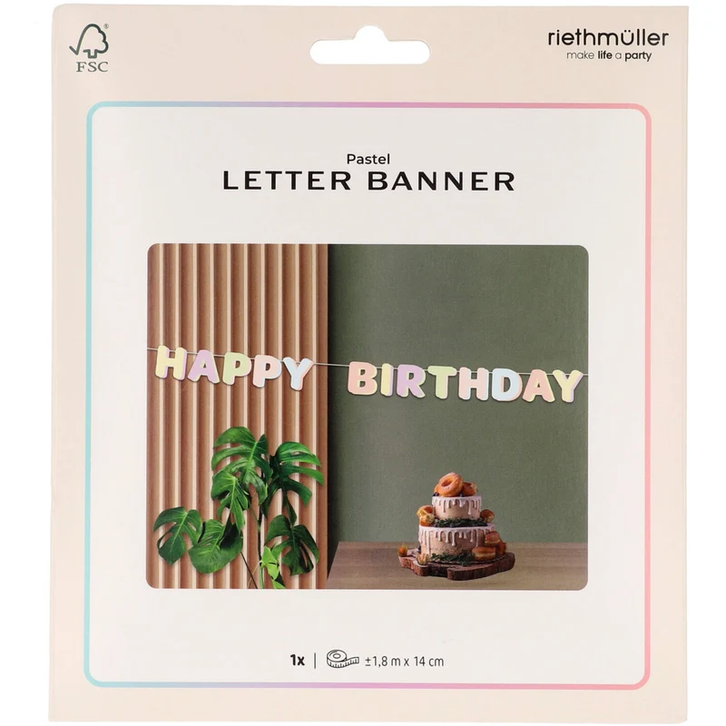 Dreamy Pastels Girlande "Happy Birthday" Papier | 1,8m