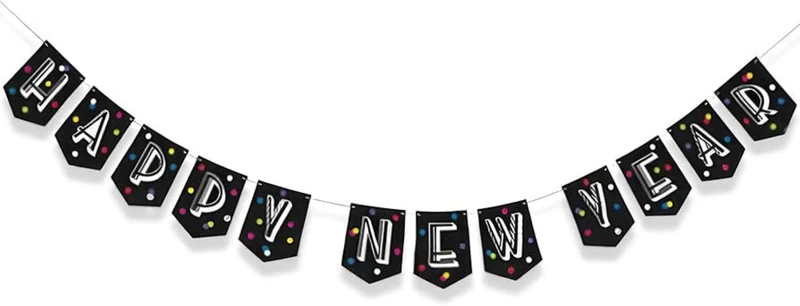 Wimpelkette Neon Dots Happy New Year 213cm/7Ft.