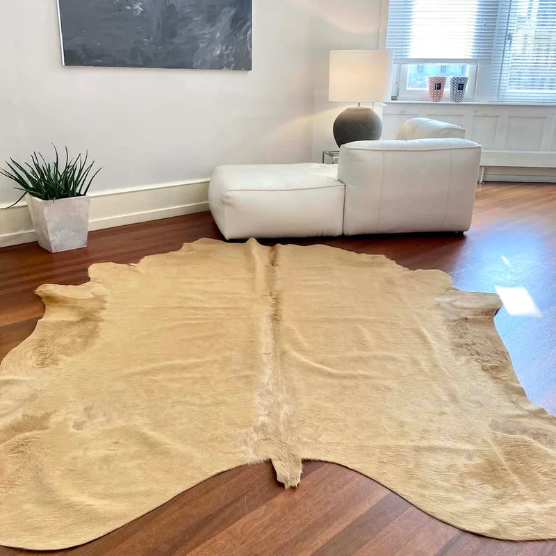 Kuhfell Teppich in Sand Beige