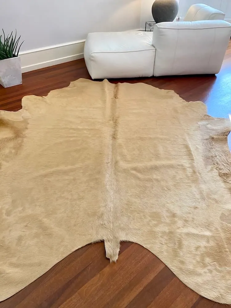 Kuhfell Teppich in Sand Beige
